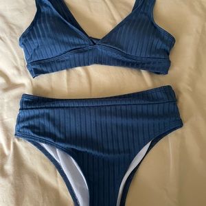 Blue Ribbed Bikini